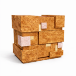 dikey kanallı döşemeli karyola, art deco başlıklı modern yatak, yüksek başlıklı döşemeli yatak çerçevesi, metal köşe detaylı tasarım karyola, özel üretim kanallı yatak başlığı