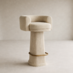 masif mese konik ayak bar sandalyesi, pirinc ayaklikli modern bar chair, ozel uretim modern bar sandalyesi tasarimi, dosemeli ahsap bar sandalyesi, modern mimari bar chair tasarimi