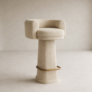 masif mese konik ayak bar sandalyesi, pirinc ayaklikli modern bar chair, ozel uretim modern bar sandalyesi tasarimi, dosemeli ahsap bar sandalyesi, modern mimari bar chair tasarimi