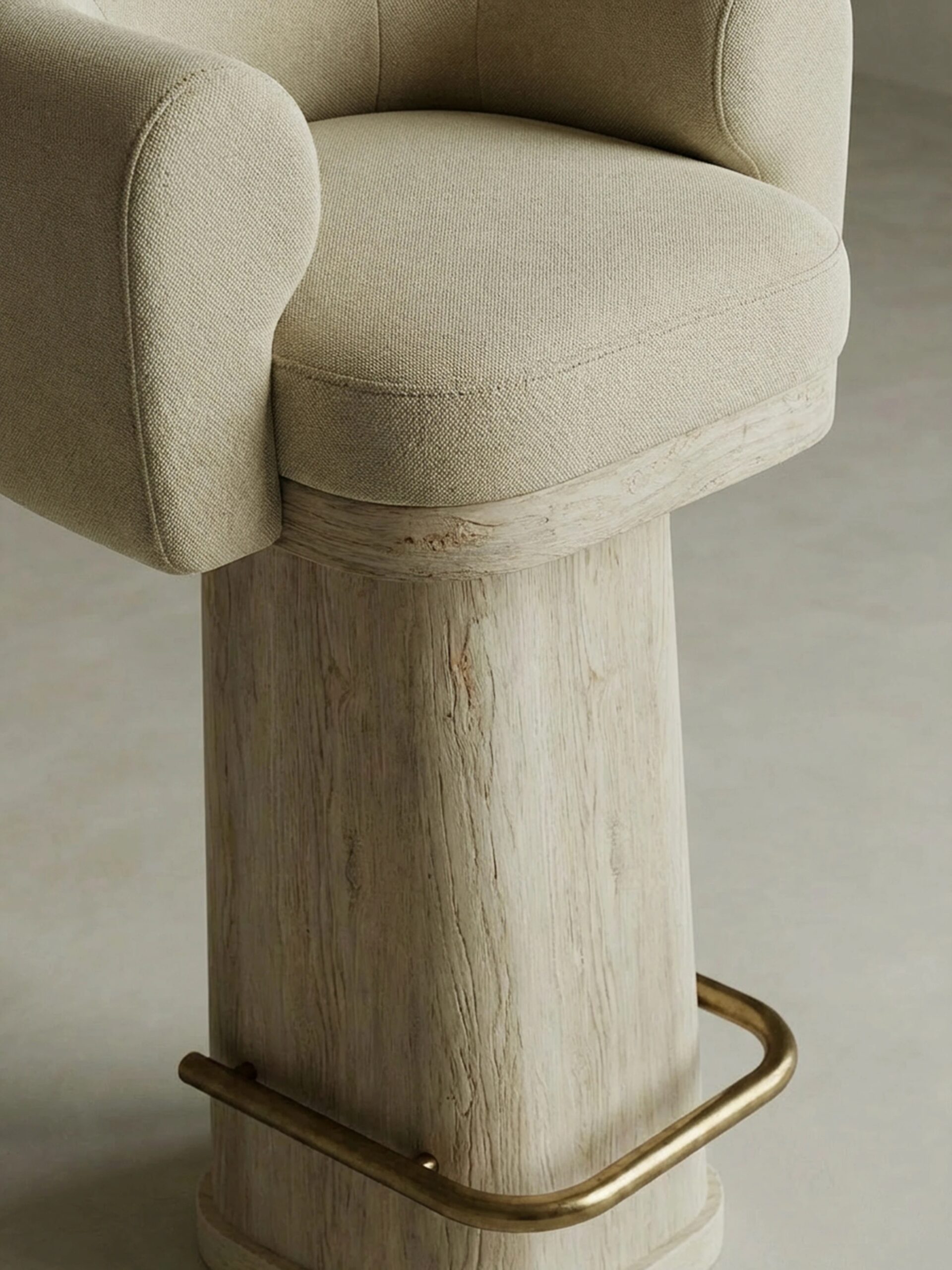 masif mese konik ayak bar sandalyesi, pirinc ayaklikli modern bar chair, ozel uretim modern bar sandalyesi tasarimi, dosemeli ahsap bar sandalyesi, modern mimari bar chair tasarimi