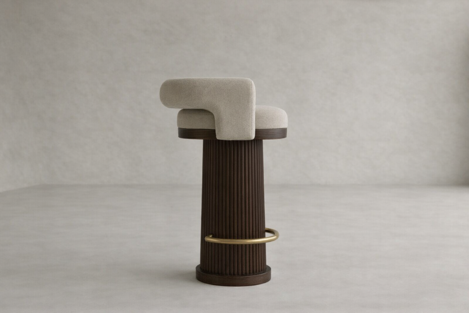 masif mese konik ayak bar sandalyesi, pirinc ayaklikli modern bar chair, ozel olcu bar sandalyesi tasarimi, ozel uretim modern bar sandalyesi, dosemeli ahsap bar sandalyesi