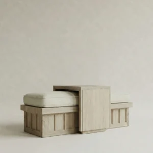 masif mese panel detayli bench tasarimi, entegre sehpali modern bench oturma, ozel uretim ahsap bench tasarimi, dosemeli oturumlu modern bench, cok fonksiyonlu bench mobilya