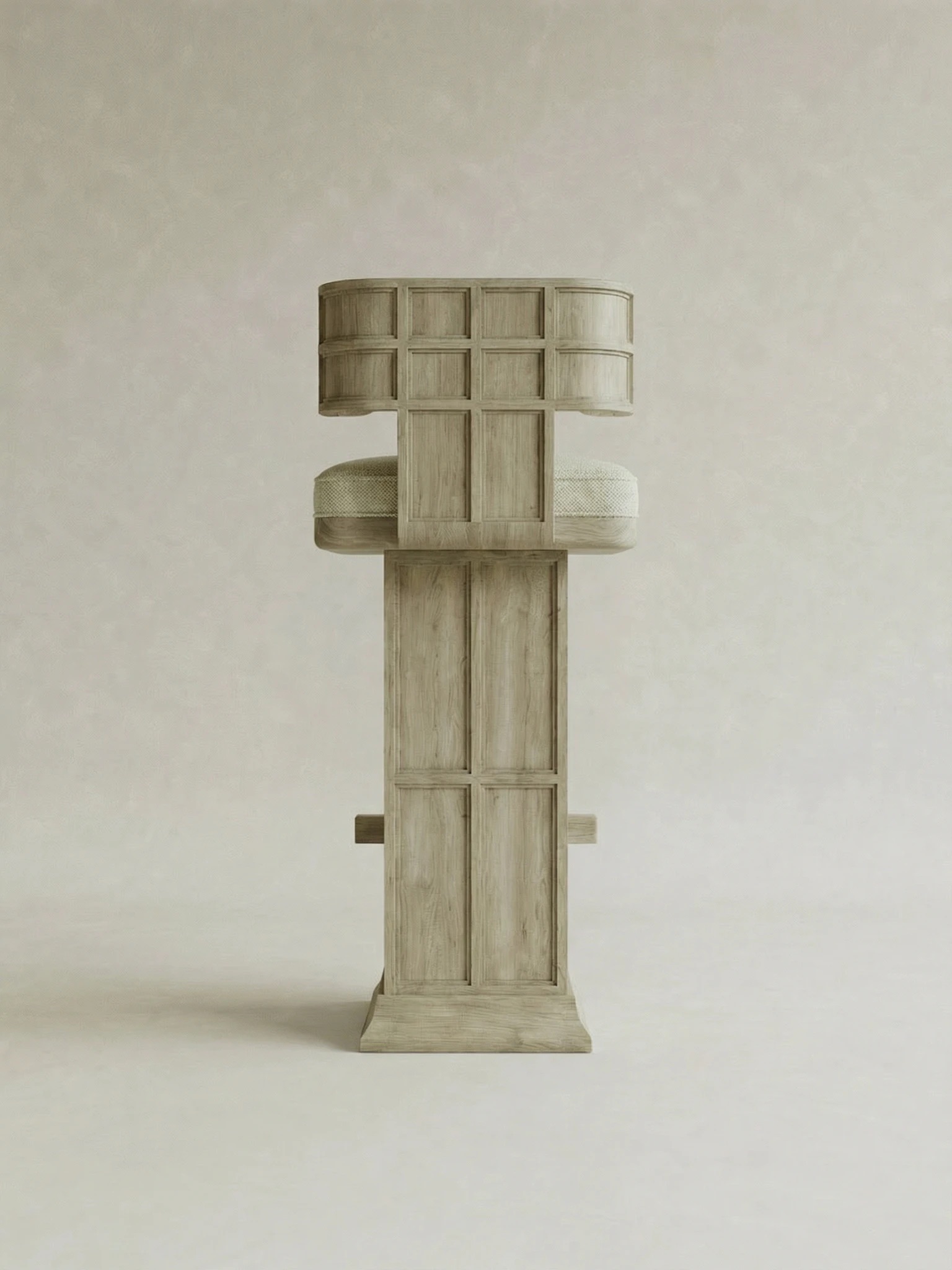 masif ahsap bar sandalyesi dosemeli oturum, blok ayak modern bar taburesi ozel uretim, japandi stil mutfak bar sandalyesi modeli, ayak destekli bar sandalyesi siparis mobilya, modern ahsap bar sandalyesi ismaralama mobilya