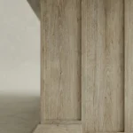 masif mese ahsap tabla panel ayak masa, dikey panel detayli modern yemek masasi, ozel uretim ahsap dining table tasarimi, monolitik modern masa japandi stil, panel govdeli heykelsi masa