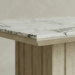 mermer ust yuzey masa dikey panel ayak, masif mese heykelsi dining table tasarimi, ozel uretim mermer yemek masasi, modern japandi masa modeli panel ayak, ince tabla merkezi ayak masa tasarimi