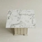 mermer ust yuzey masa dikey panel ayak, masif mese heykelsi dining table tasarimi, ozel uretim mermer yemek masasi, modern japandi masa modeli panel ayak, ince tabla merkezi ayak masa tasarimi