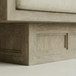 masif mese cerceveli modern puf tasarimi, dosemeli kubik oturum ottoman, ozel uretim ahsap puf modeli, minimal modern puf japandi stil, cerceveli heykelsi puf tasarimi