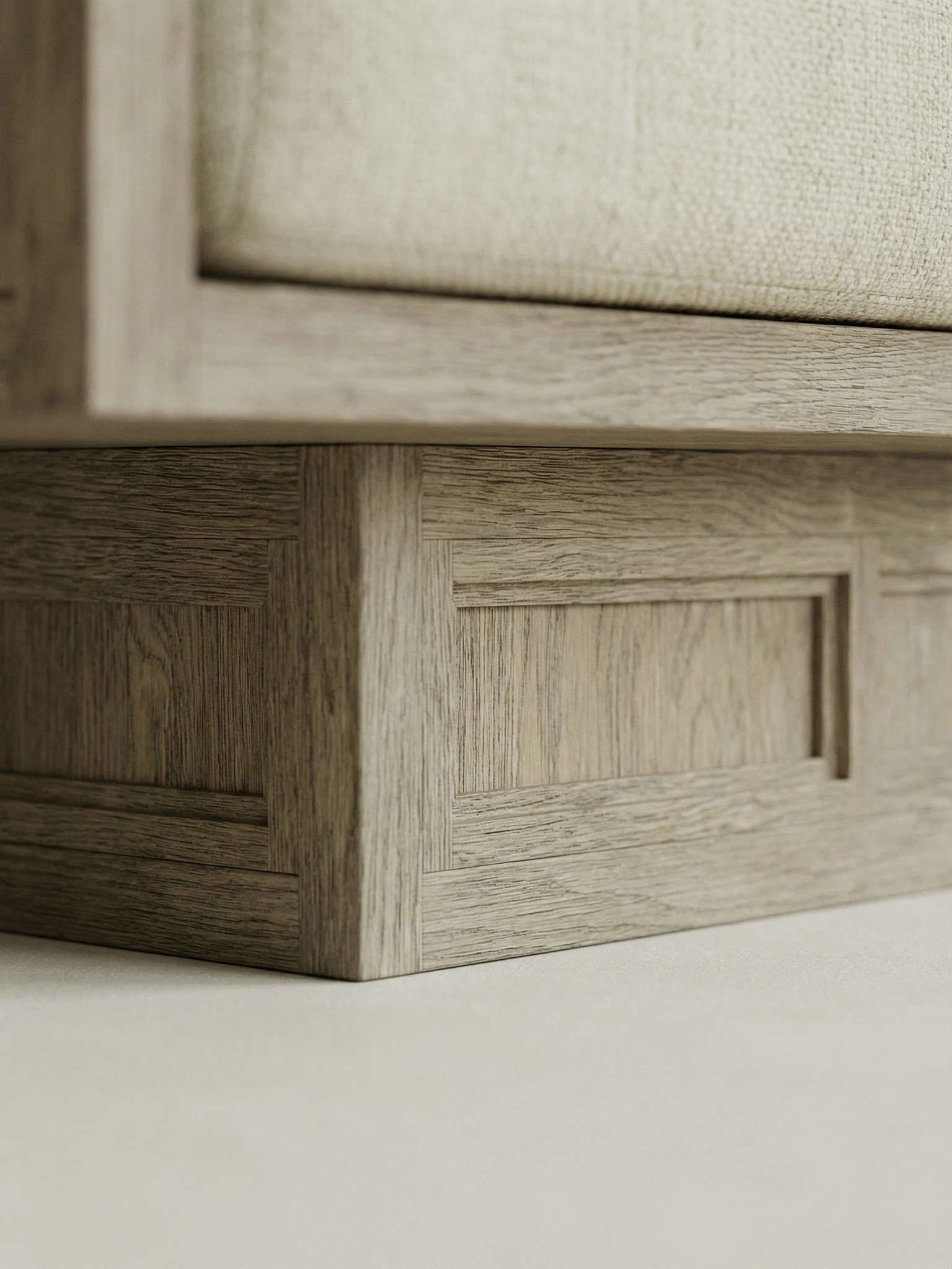 masif mese cerceveli modern puf tasarimi, dosemeli kubik oturum ottoman, ozel uretim ahsap puf modeli, minimal modern puf japandi stil, cerceveli heykelsi puf tasarimi