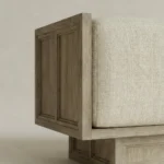 masif mese cerceveli modern puf tasarimi, dosemeli kubik oturum ottoman, ozel uretim ahsap puf modeli, minimal modern puf japandi stil, cerceveli heykelsi puf tasarimi