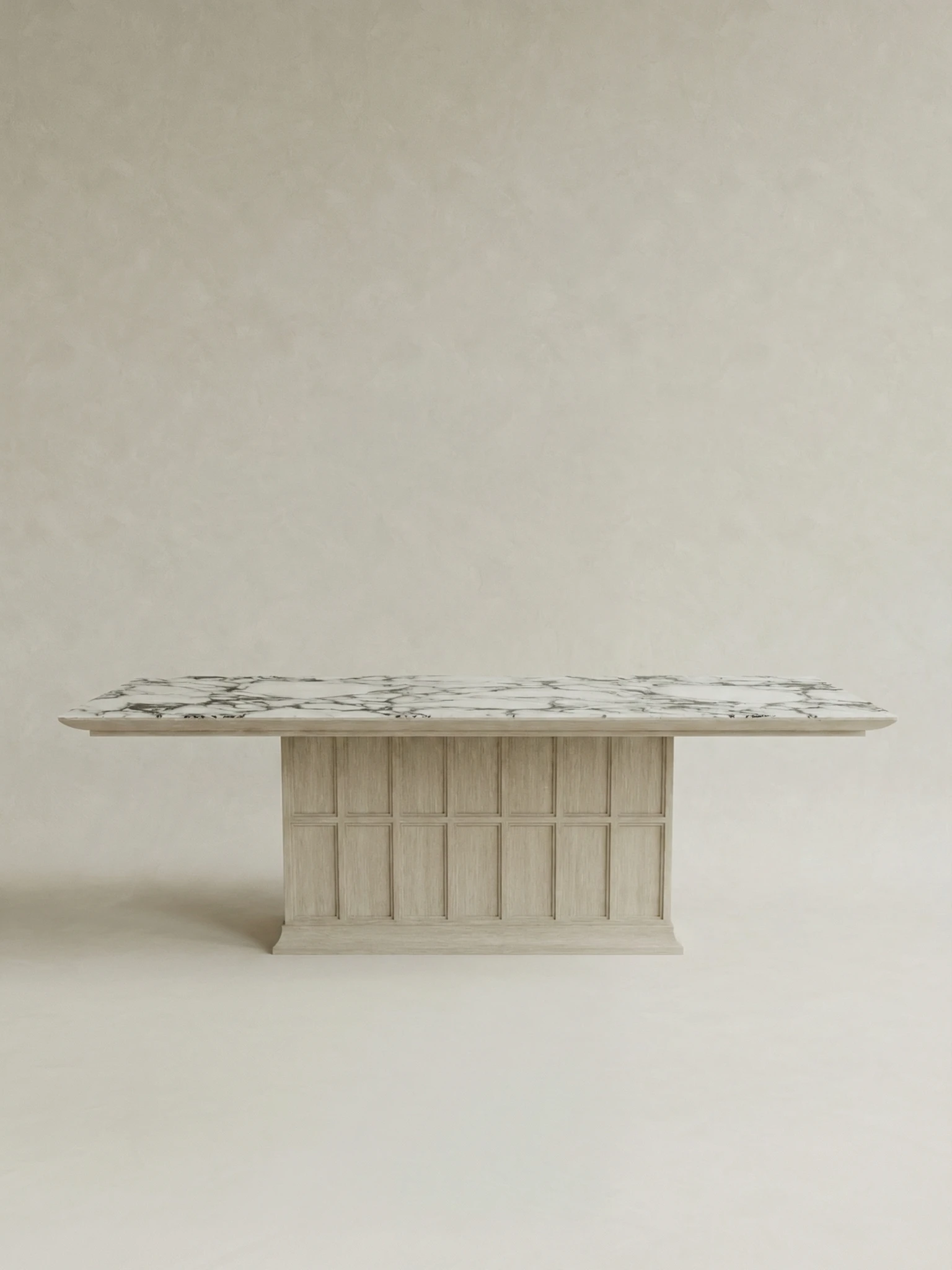 mermer ust yuzey panel ayak masa tasarimi, grid panel detayli modern yemek masasi, ozel uretim mermer dining table modeli, merkezi ayak heykelsi masa tasarimi, masif ahsap panel govdeli masa