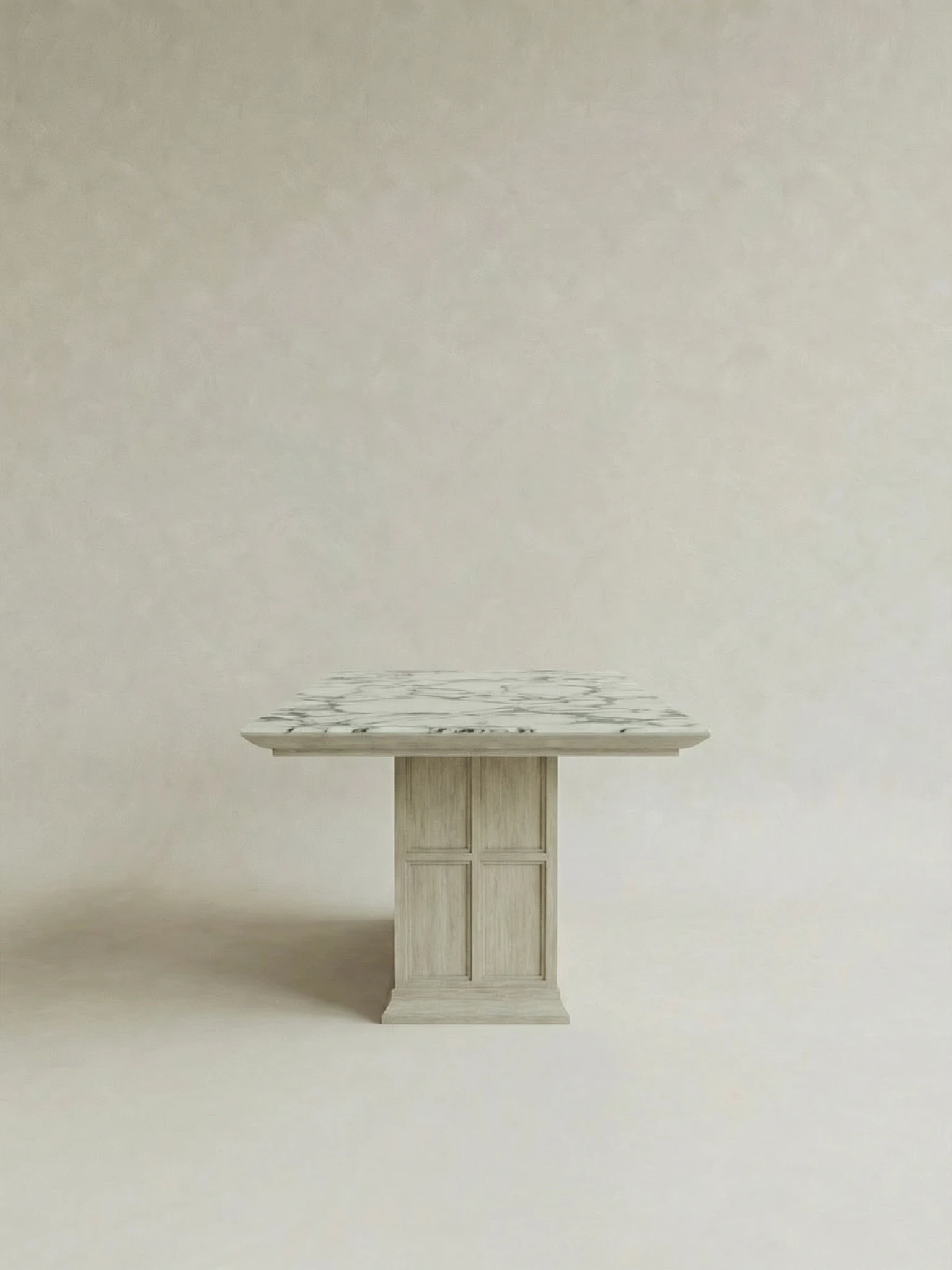 mermer ust yuzey panel ayak masa tasarimi, grid panel detayli modern yemek masasi, ozel uretim mermer dining table modeli, merkezi ayak heykelsi masa tasarimi, masif ahsap panel govdeli masa