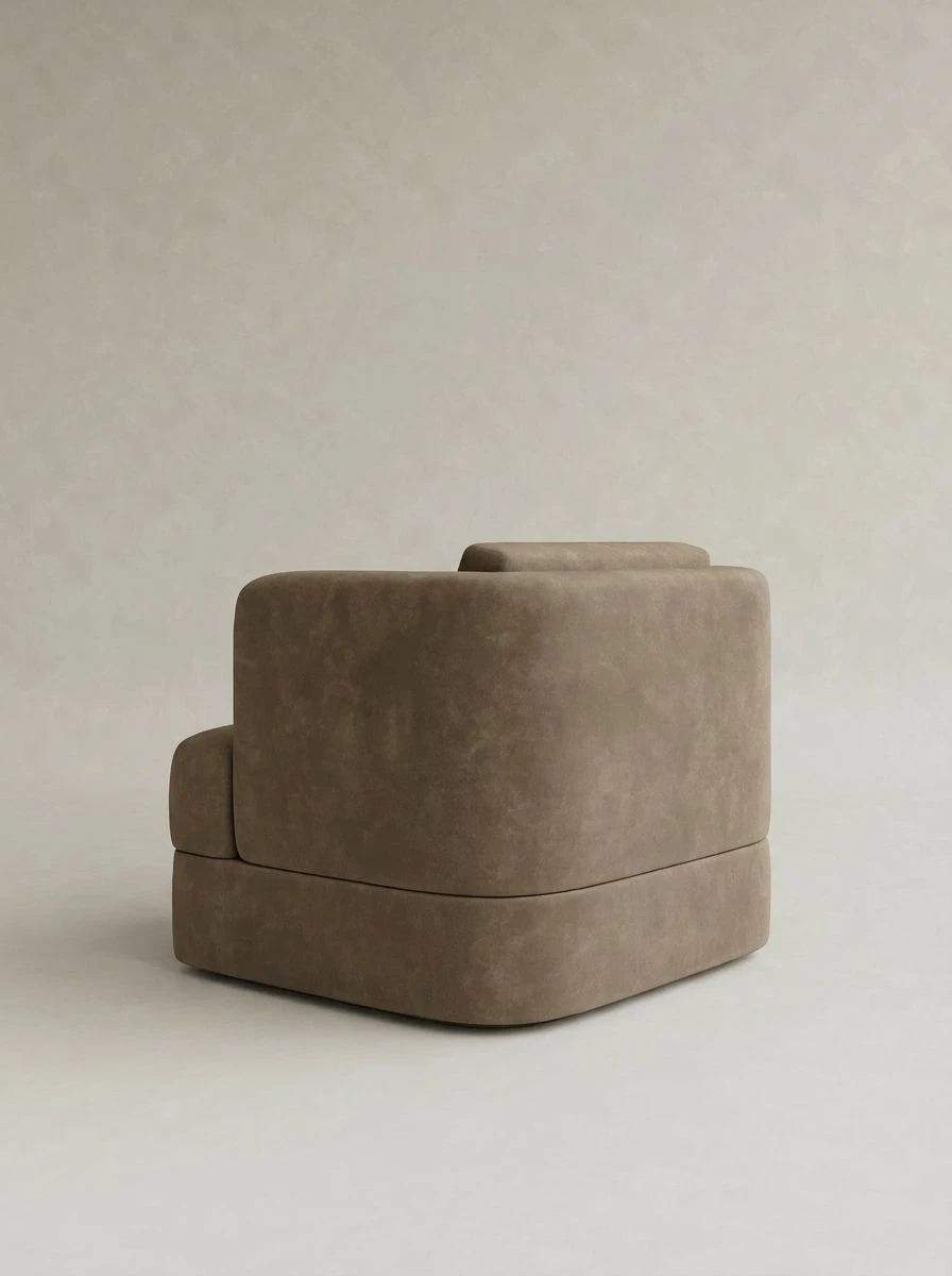 blok form modern koltuk geniş oturum özel ölçü, minimal tekli koltuk sipariş mobilya, ısmarlama mobilya yumuşak hatlı modern koltuk tasarım, nubuk kaplama geniş oturum koltuk sade stil, özel üretim modern koltuk minimal form