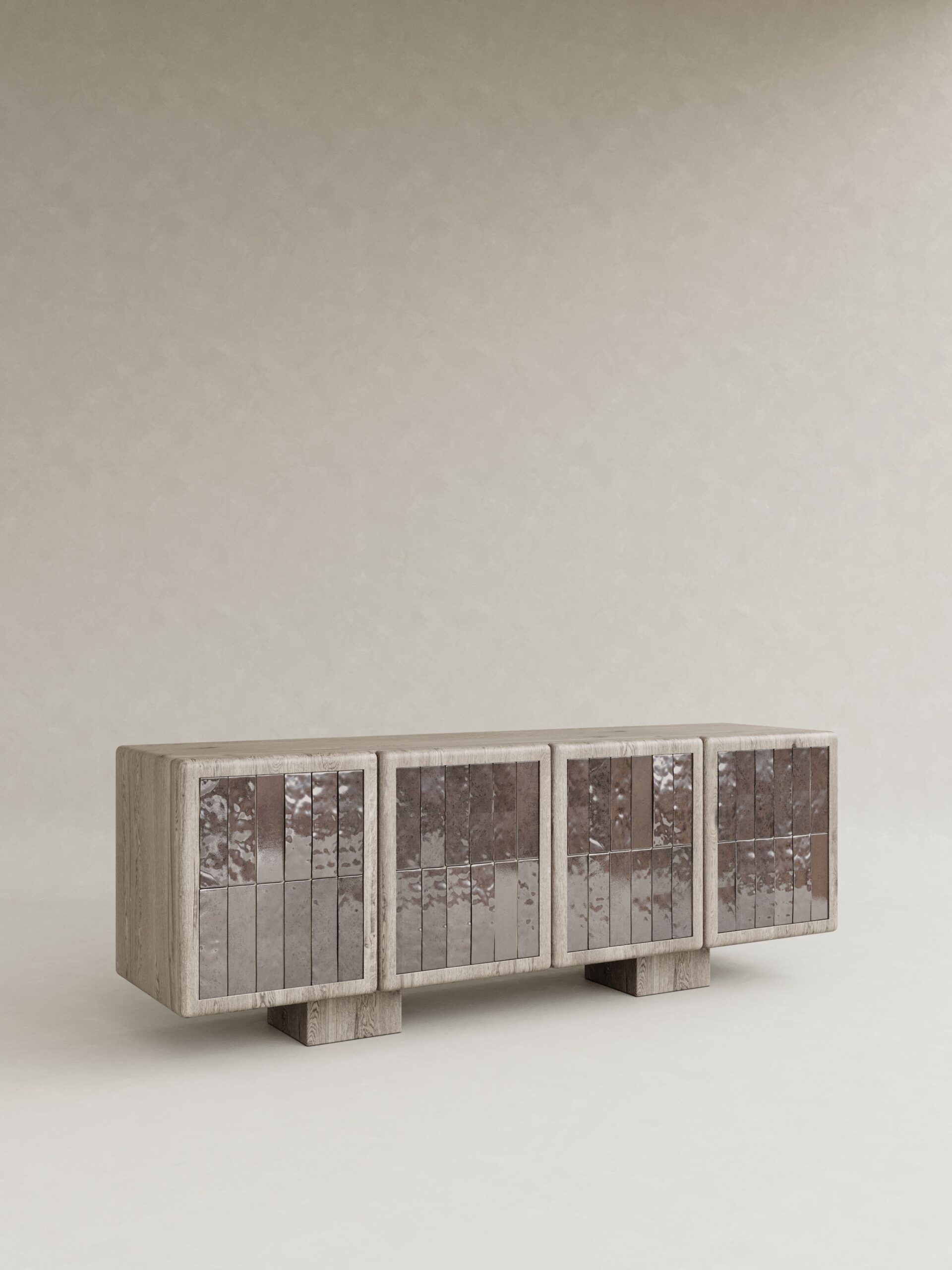 mese govdeli seramik panelli modern bufe tasarimi, dokulu seramik panel kapakli sideboard, ozel uretim brutalist modern bufe tasarimi, mimari blok ayakli modern ahsap bufe, seramik panel yuzeyli modern depolama mobilyasi