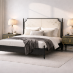 nakisli baslikli klasik karyola tasarimi, metal dikmeli modern classic bed, ozel uretim metal yatak tasarimi, klasik modern yatak odasi karyolasi, ferforje detayli modern karyola