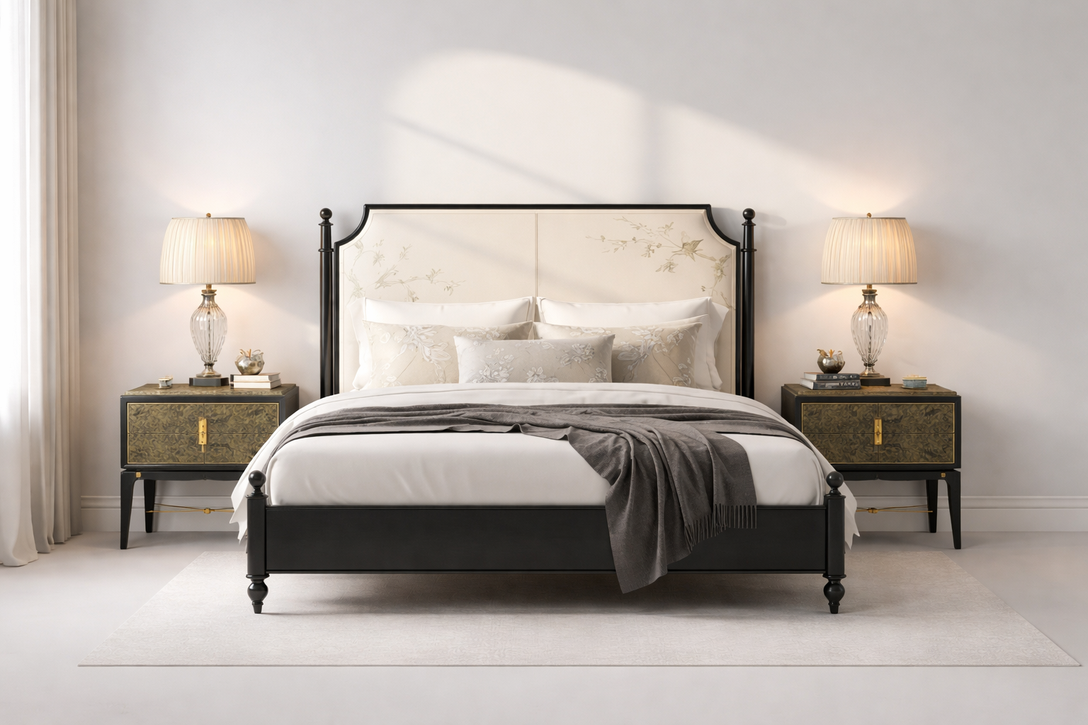 nakisli baslikli klasik karyola tasarimi, metal dikmeli modern classic bed, ozel uretim metal yatak tasarimi, klasik modern yatak odasi karyolasi, ferforje detayli modern karyola