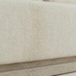 daybed masif ahşap platform, silindirik yastıklı modern koltuk, krem keten döşemeli özel ölçü kanepe, minimal lounge daybed tasarım, ısmarlama mobilya modüler sofa