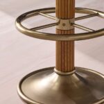 pirinç kaideli bar taburesi tasarımı, vintage stil metal bar stool, özel üretim döşemeli bar taburesi, pirinç ayaklı modern bar stool tasarımı, dekoratif kumaşlı bar taburesi