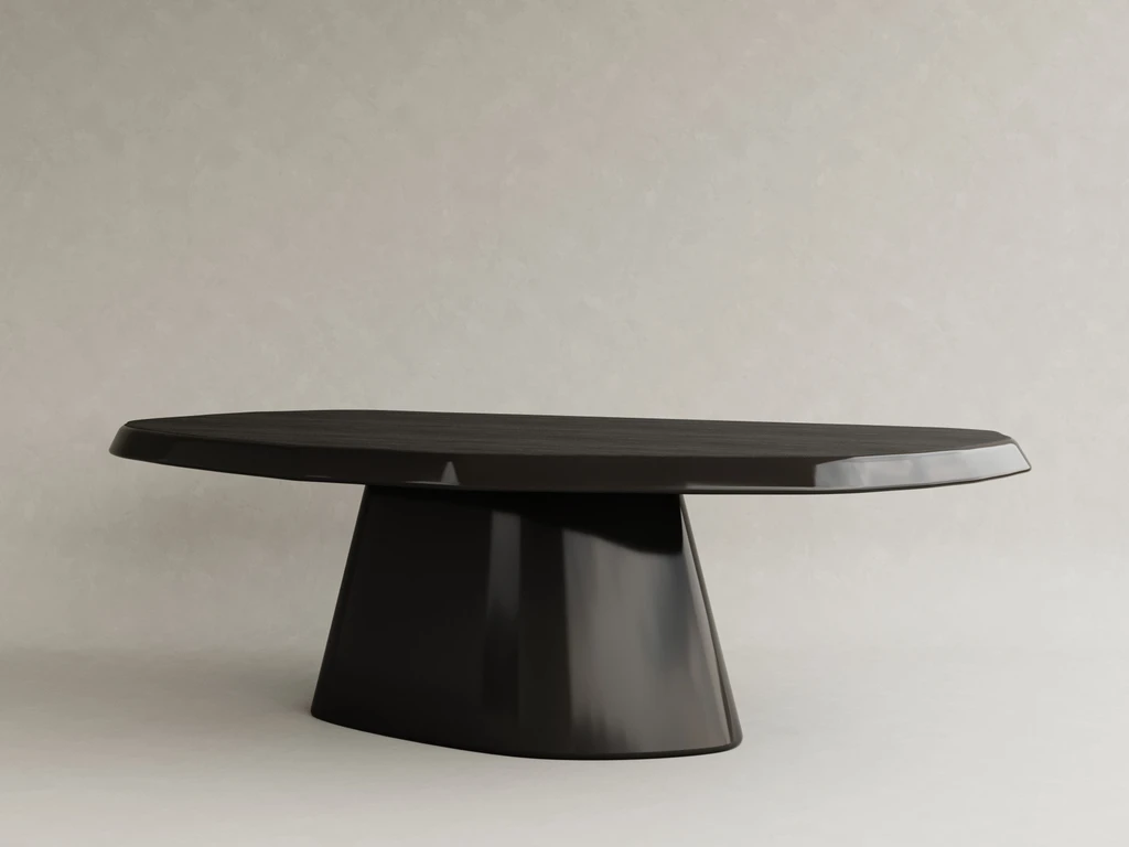 parlak lake orta sehpa organik form özel ölçü, monolitik ayaklı sehpa sipariş mobilya, ısmarlama mobilya modern lake coffee table tasarım, minimal heykelsi sehpa parlak yüzey, özel üretim sehpa organik form tasarım