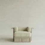 entegre yan sehpalı modern koltuk, platform govdeli ahsap lounge koltuk, ozel uretim modern lounge armchair, mimari tabanli modern koltuk tasarimi, modern interior lounge koltuk