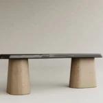 parlak lake dresuar organik form özel ölçü, dokulu ayaklı modern dresuar sipariş mobilya, ısmarlama mobilya heykelsi console tasarım, minimal lake giriş dresuarı kontrast yüzey, özel üretim modern dresuar tasarım