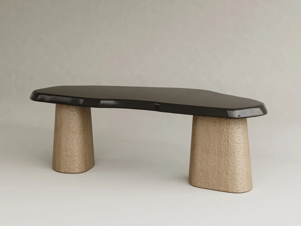 parlak lake dresuar organik form özel ölçü, dokulu ayaklı modern dresuar sipariş mobilya, ısmarlama mobilya heykelsi console tasarım, minimal lake giriş dresuarı kontrast yüzey, özel üretim modern dresuar tasarım