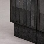 yanik ahsap vitrin bufe tasarimi, seramik panelli modern vitrin dolap, ozel uretim cam kapakli bufe, shou sugi ban designer vitrin modeli, statement modern depolama mobilyasi