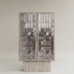 yanik ahsap vitrin bufe tasarimi, seramik panelli modern vitrin dolap, ozel uretim cam kapakli bufe, shou sugi ban designer vitrin modeli, statement modern depolama mobilyasi