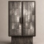 yanik ahsap vitrin bufe tasarimi, seramik panelli modern vitrin dolap, ozel uretim cam kapakli bufe, shou sugi ban designer vitrin modeli, statement modern depolama mobilyasi