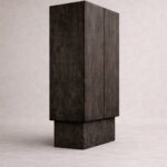 yanik ahsap vitrin bufe tasarimi, seramik panelli modern vitrin dolap, ozel uretim cam kapakli bufe, shou sugi ban designer vitrin modeli, statement modern depolama mobilyasi