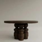 masif ahşap yuvarlak masa çoklu ayak özel üretim, heykelsi dining masa özel ölçü sipariş mobilya, ısmarlama mobilya silindirik ayaklı masa tasarım, modern klasik ahşap masa oyma detaylı, el işçiligi detaylı masa masif ceviz tasarım