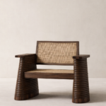 torna detaylı masif ahşap koltuk, hasır sırtlı modern rustic koltuk özel ölçü, rattan detaylı tekli koltuk tasarım, sipariş mobilya doğal ahşap koltuk, ısmarlama mobilya modern berjer