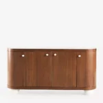 yesil lake oval form bufe tasarimi, pirinc kulplu modern sideboard, ozel uretim lake bufe dolabi, kure ayakli modern bufe tasarimi, high gloss modern bufe