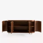 yesil lake oval form bufe tasarimi, pirinc kulplu modern sideboard, ozel uretim lake bufe dolabi, kure ayakli modern bufe tasarimi, high gloss modern bufe