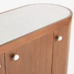 yesil lake oval form bufe tasarimi, pirinc kulplu modern sideboard, ozel uretim lake bufe dolabi, kure ayakli modern bufe tasarimi, high gloss modern bufe