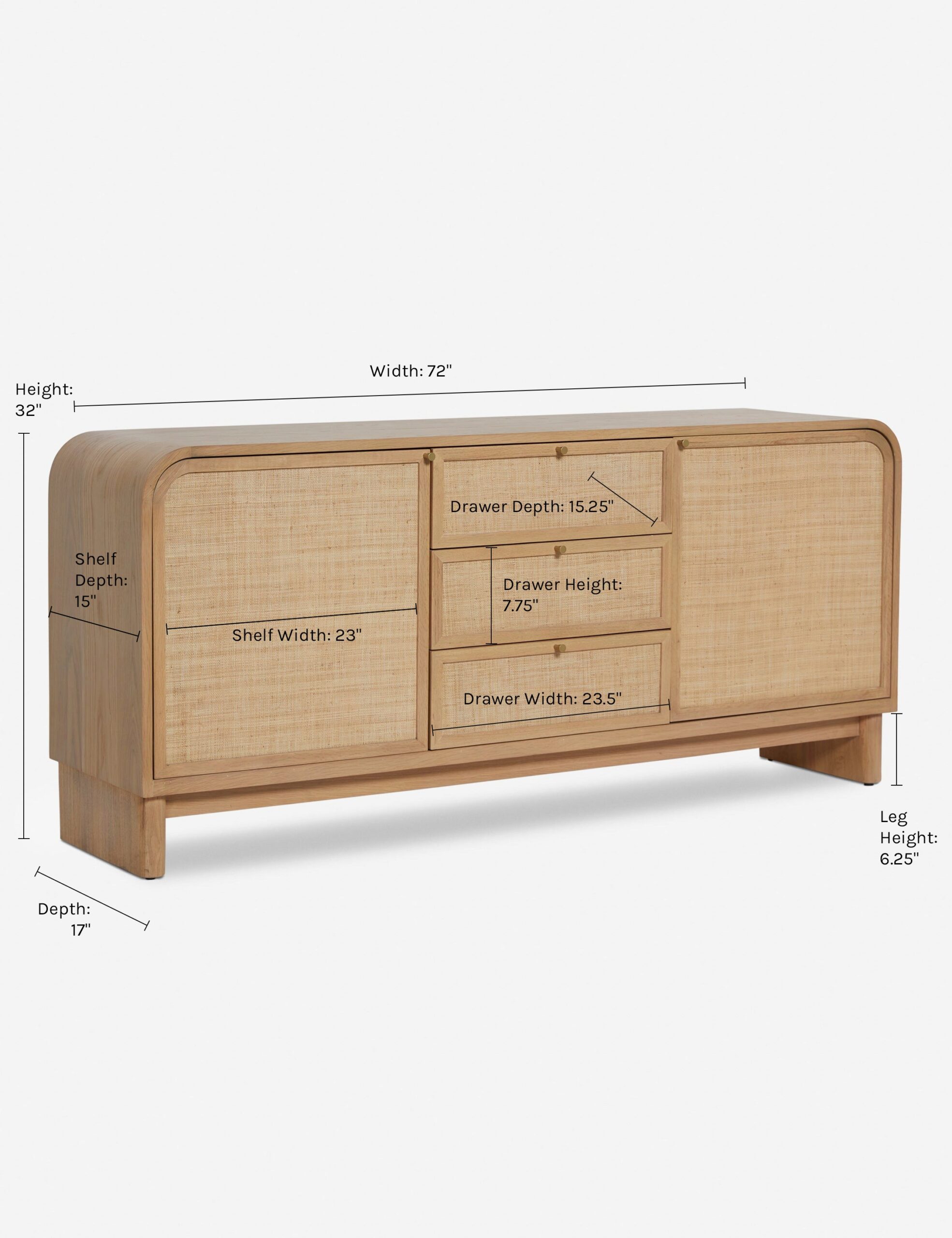 meşe gövdeli rattan panel büfe, japandi tarzı doğal ahşap sideboard tasarımı, masif meşe çekmeceli rattan kapaklı büfe, özel üretim skandinav stil büfe dolabı, doğal dokulu minimal ahşap büfe