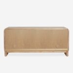 meşe gövdeli rattan panel büfe, japandi tarzı doğal ahşap sideboard tasarımı, masif meşe çekmeceli rattan kapaklı büfe, özel üretim skandinav stil büfe dolabı, doğal dokulu minimal ahşap büfe