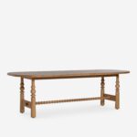 masif meşe oval yemek masası, torna ayaklı rustik ahşap masa, dekoratif bağlantı kirişli yemek masası, özel üretim masif meşe dining table, klasik modern torna ayaklı masa