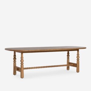 masif meşe oval yemek masası, torna ayaklı rustik ahşap masa, dekoratif bağlantı kirişli yemek masası, özel üretim masif meşe dining table, klasik modern torna ayaklı masa