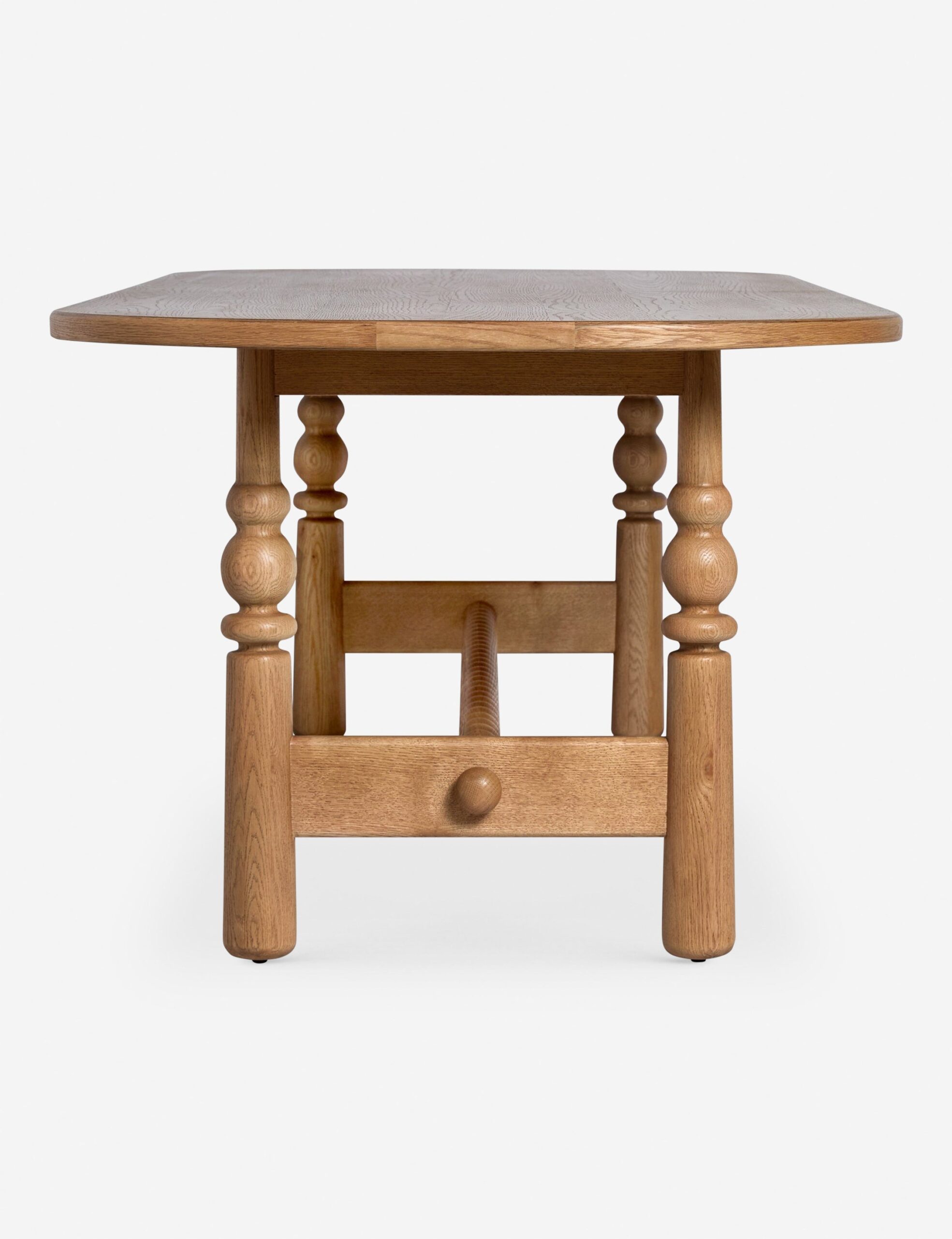 masif meşe oval yemek masası, torna ayaklı rustik ahşap masa, dekoratif bağlantı kirişli yemek masası, özel üretim masif meşe dining table, klasik modern torna ayaklı masa