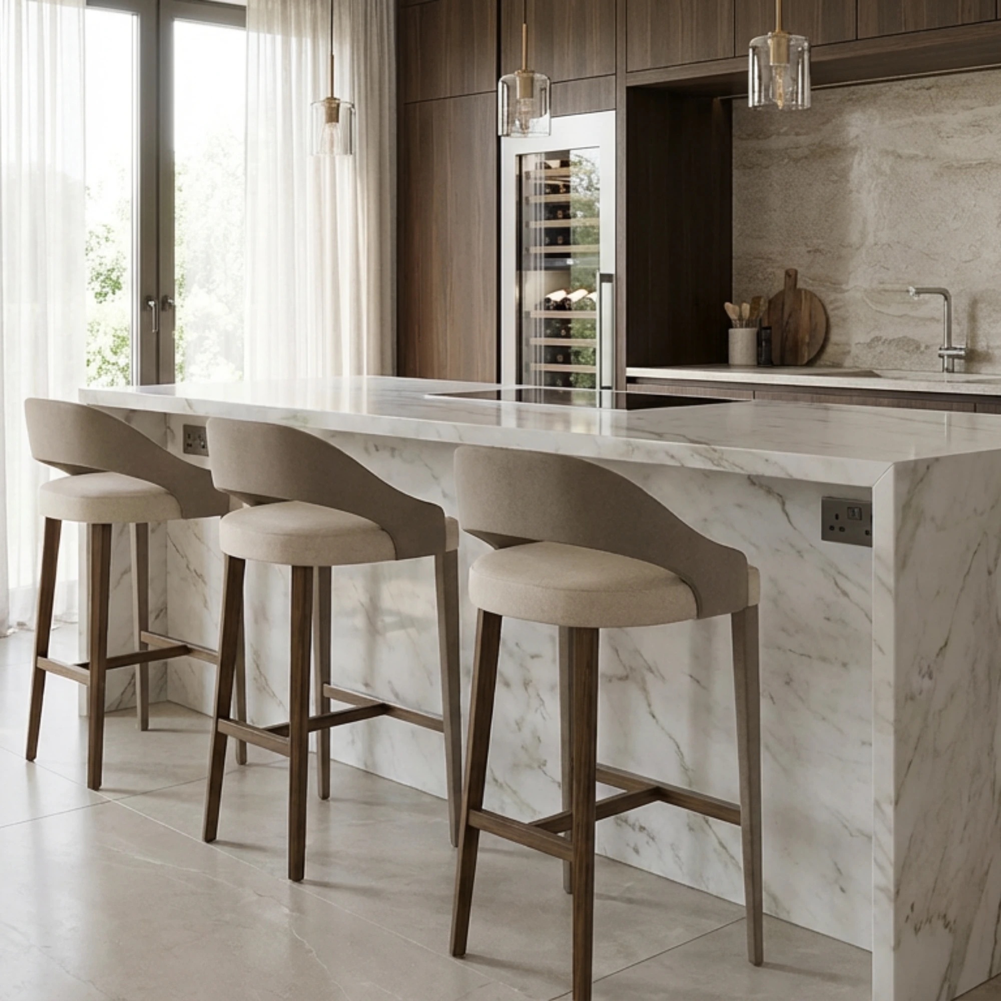 özel üretim bar sandalyesi, özel ölçü mutfak bar sandalyesi, kumaş kaplı modern bar sandalyesi, ahşap ayaklı bar sandalyesi, ısmarlama tasarım bar sandalyesi