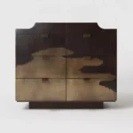 altın suyu el boyaması dresuar koyu ahşap özel üretim, dekoratif yüzey konsol özel ölçü sipariş mobilya, ısmarlama mobilya modern lüks dresuar tasarım, katmanlı çekmeceli konsol ahşap el işçiligi detaylı, sanatsal yüzey giriş konsolu koyu ton tasarım