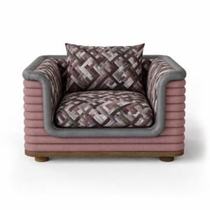 katmanlı döşemeli koltuk özel üretim, kontrast deri detaylı koltuk özel ölçü sipariş mobilya, ısmarlama mobilya modern lounge koltuk tasarım, desenli kumaşlı koltuk lüks interior, geniş oturum konfor koltuk modern tasarım