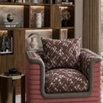 katmanlı döşemeli koltuk özel üretim, kontrast deri detaylı koltuk özel ölçü sipariş mobilya, ısmarlama mobilya modern lounge koltuk tasarım, desenli kumaşlı koltuk lüks interior, geniş oturum konfor koltuk modern tasarım