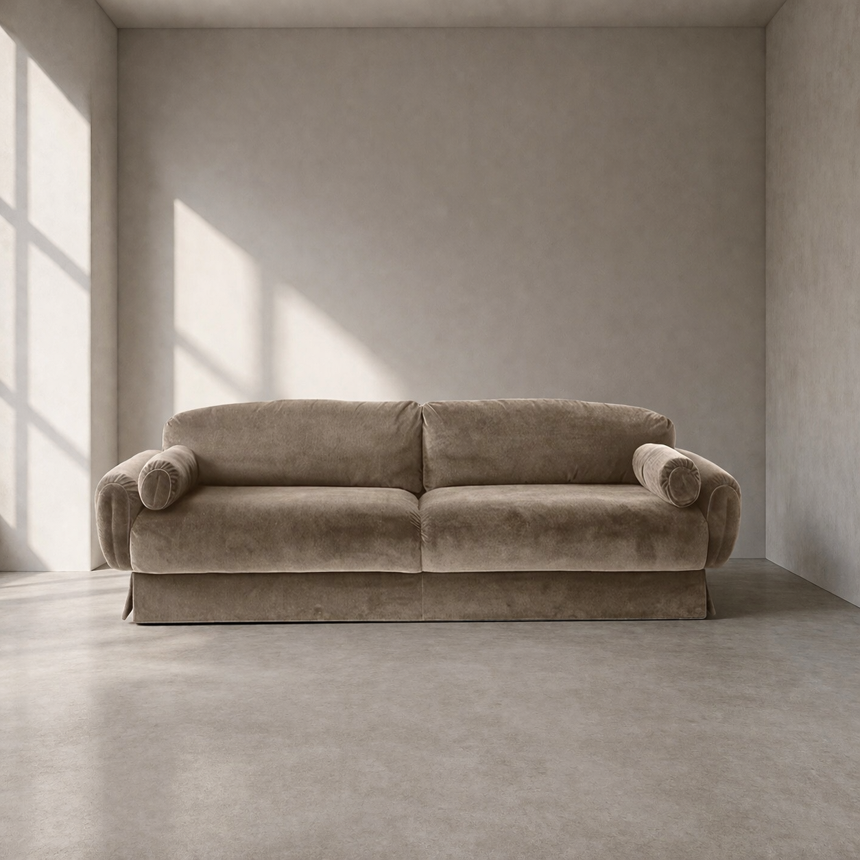 kadife dokulu modern kanepe özel üretim, özel ölçü sipariş mobilya ısmarlama mobilya yumuşak formlu koltuk, yuvarlak kol detaylı lüks kanepe tasarım, modern klasik salon kanepe bej ton, el işçiligi yüksek konfor kanepe