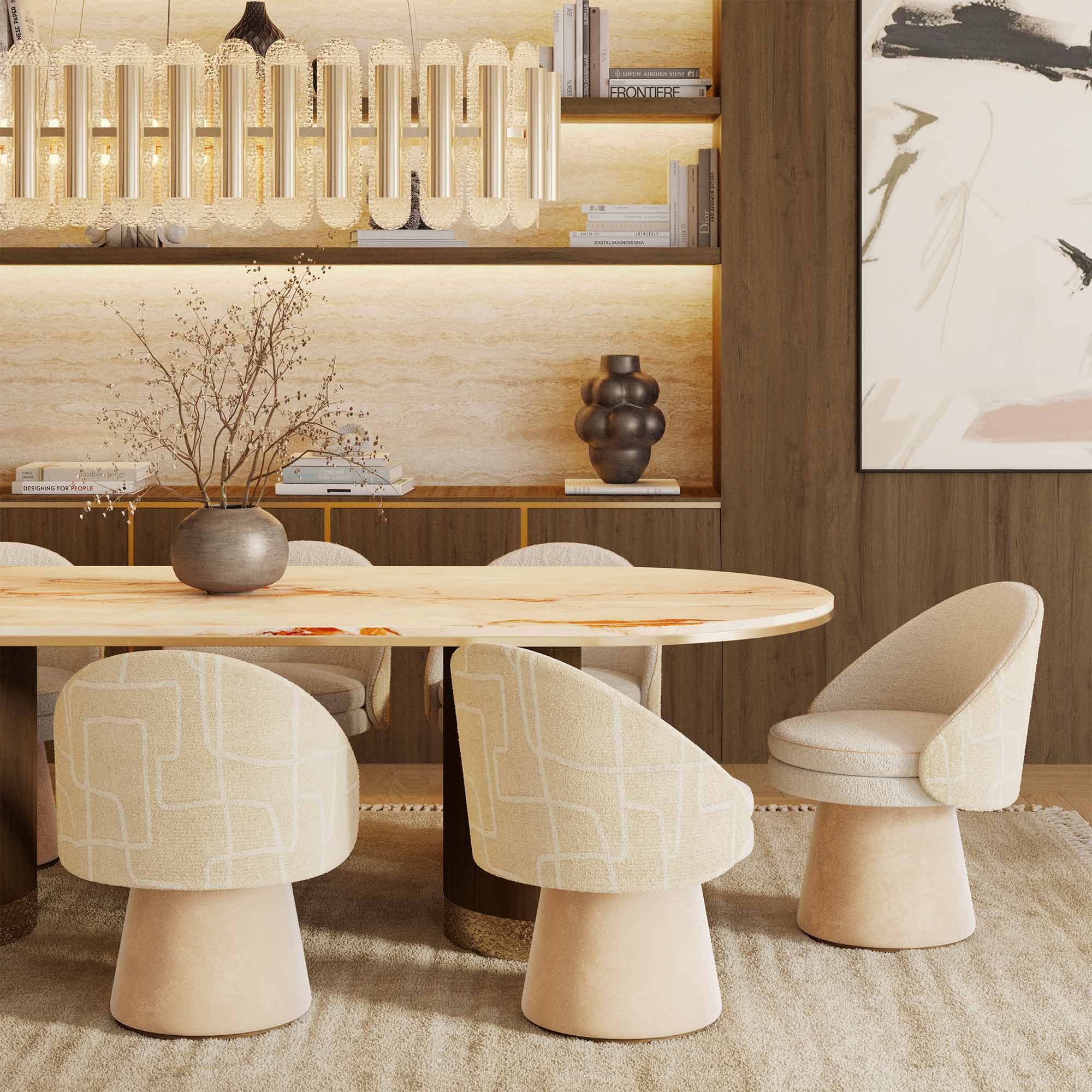 özel üretim sandalye, özel ölçü yemek sandalyesi, heykelsi modern sandalye, konik taban tasarım sandalye, ısmarlama dining chair