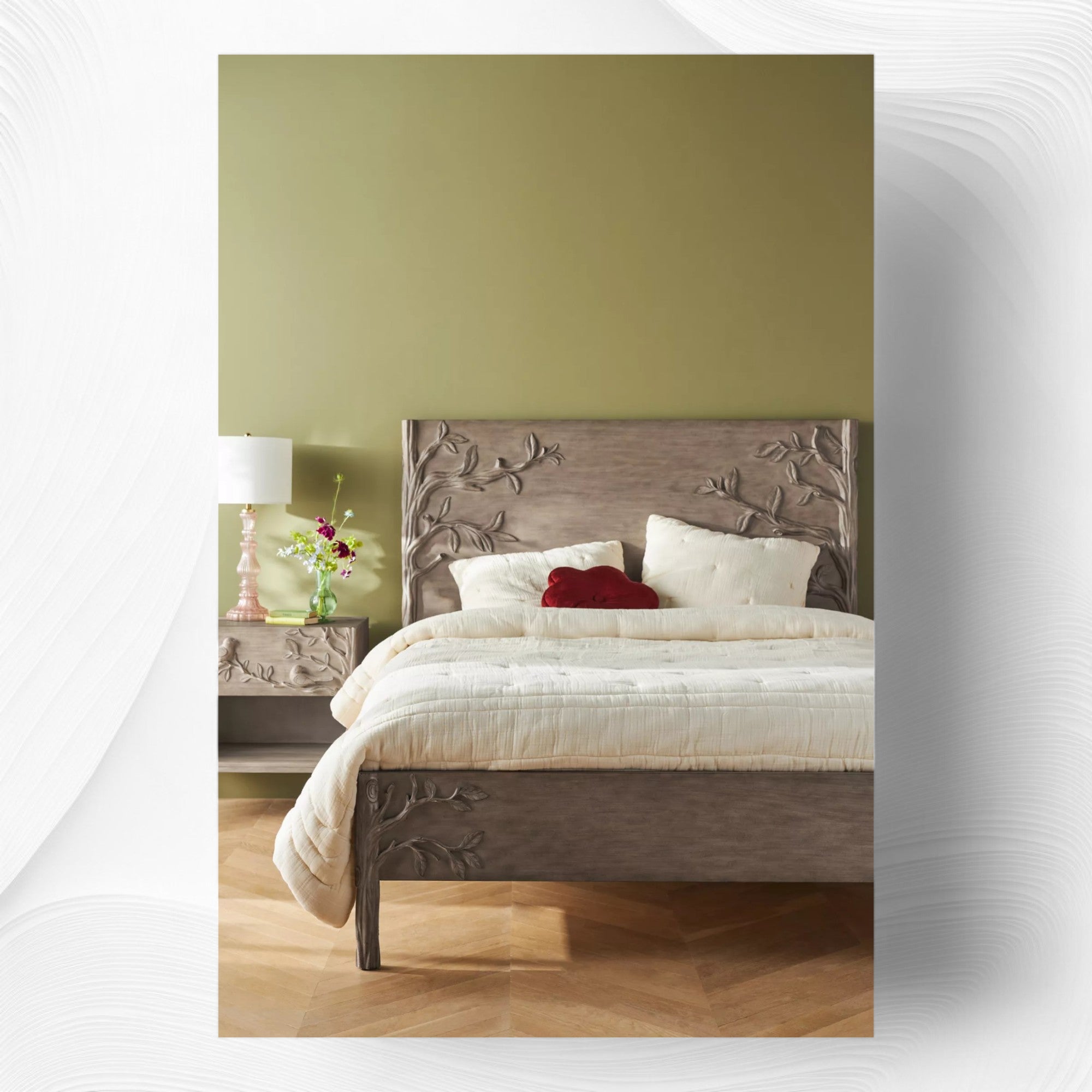 özel üretim oyma ahşap karyola, el işçiligi masif yatak, özel ölçü klasik modern karyola, ısmarlama sanat karyola tasarımı, ahşap oyma detaylı yatak