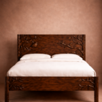 özel üretim oyma ahşap karyola, el işçiligi masif yatak, özel ölçü klasik modern karyola, ısmarlama sanat karyola tasarımı, ahşap oyma detaylı yatak