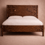 özel üretim oyma ahşap karyola, el işçiligi masif yatak, özel ölçü klasik modern karyola, ısmarlama sanat karyola tasarımı, ahşap oyma detaylı yatak