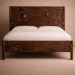özel üretim oyma ahşap karyola, el işçiligi masif yatak, özel ölçü klasik modern karyola, ısmarlama sanat karyola tasarımı, ahşap oyma detaylı yatak