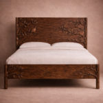 özel üretim oyma ahşap karyola, el işçiligi masif yatak, özel ölçü klasik modern karyola, ısmarlama sanat karyola tasarımı, ahşap oyma detaylı yatak